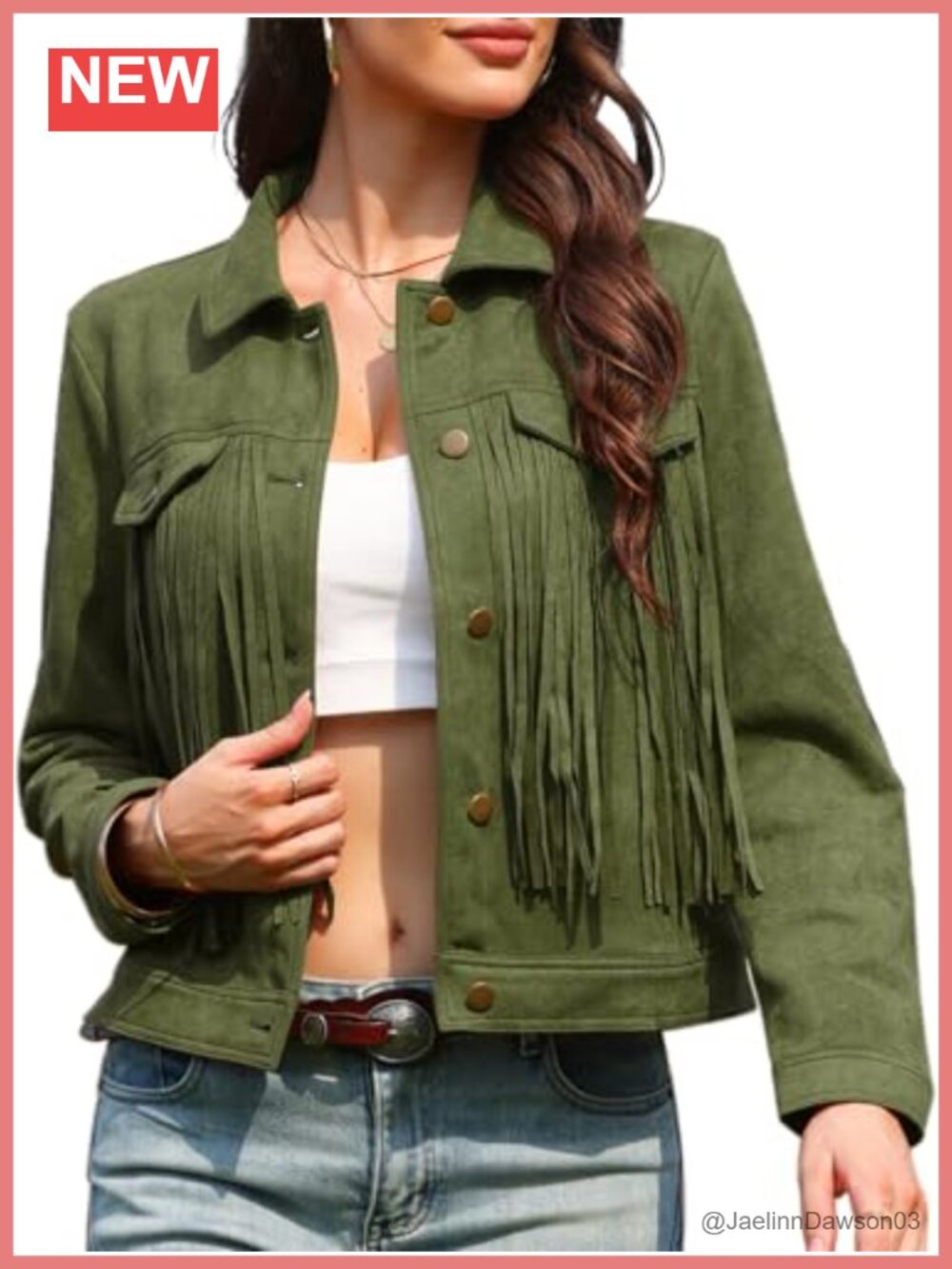Faux Suede Fringe Cowgirl Jacket Button Down Long Sleeve Jacket
